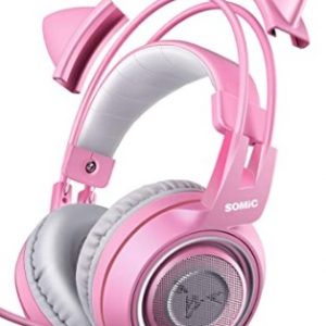 "Pink Stereo ASMR Headset" with Cat Ears and Pink