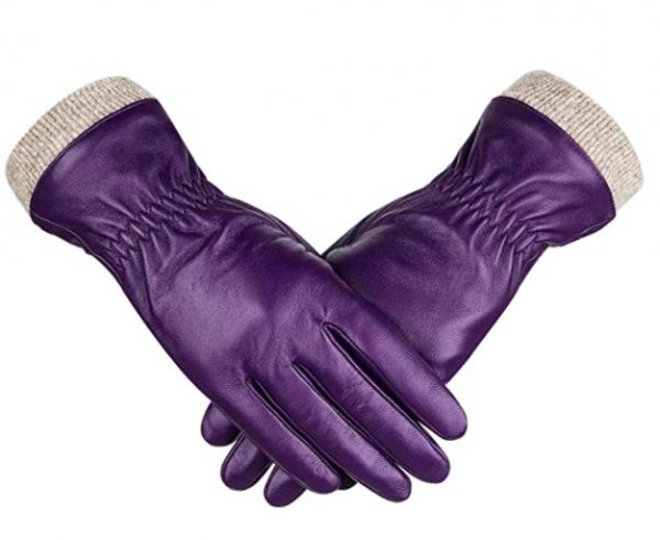 "Sheepskin Leather Gloves For Women" in purple